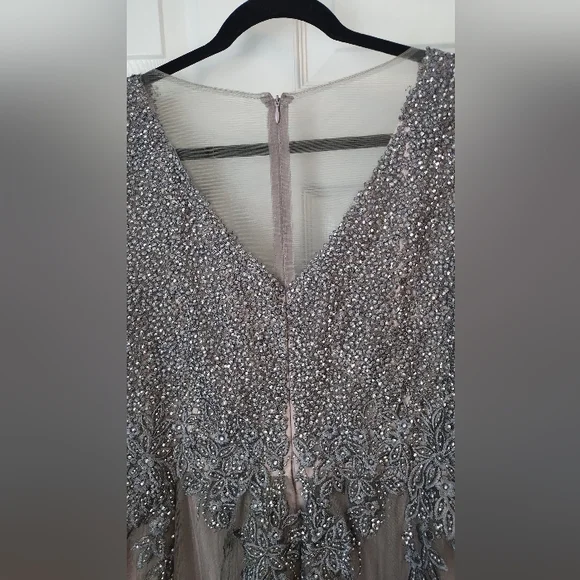 Elegant Gray and Lavender Embellished Gown - Picture 9 of 13